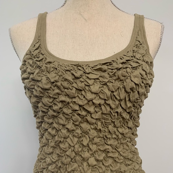 NWT $148 DKNY Khaki Bubble Stretch Sleeveless Tank Top - SIZES SMALL & MEDIUM